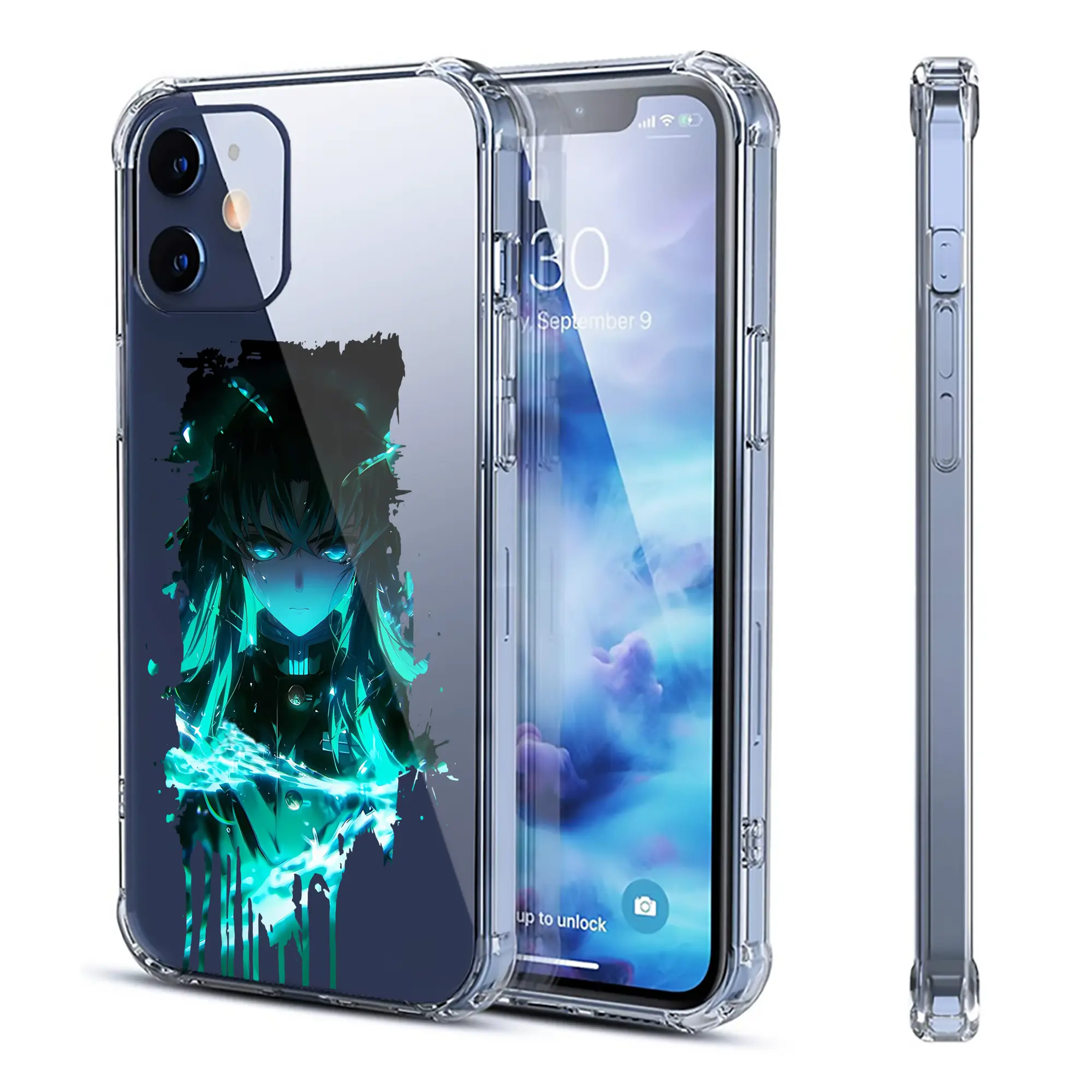 鬼滅の刃 グッズ,時透 無一郎 - IPhone 12シリーズ対応 ・ 透明スマホケース ・ クリアソフトケース ・ TPU素材 ・ 耐衝撃 ・ 高密着 ・ 防汚 防指紋 ・ 簡単着脱